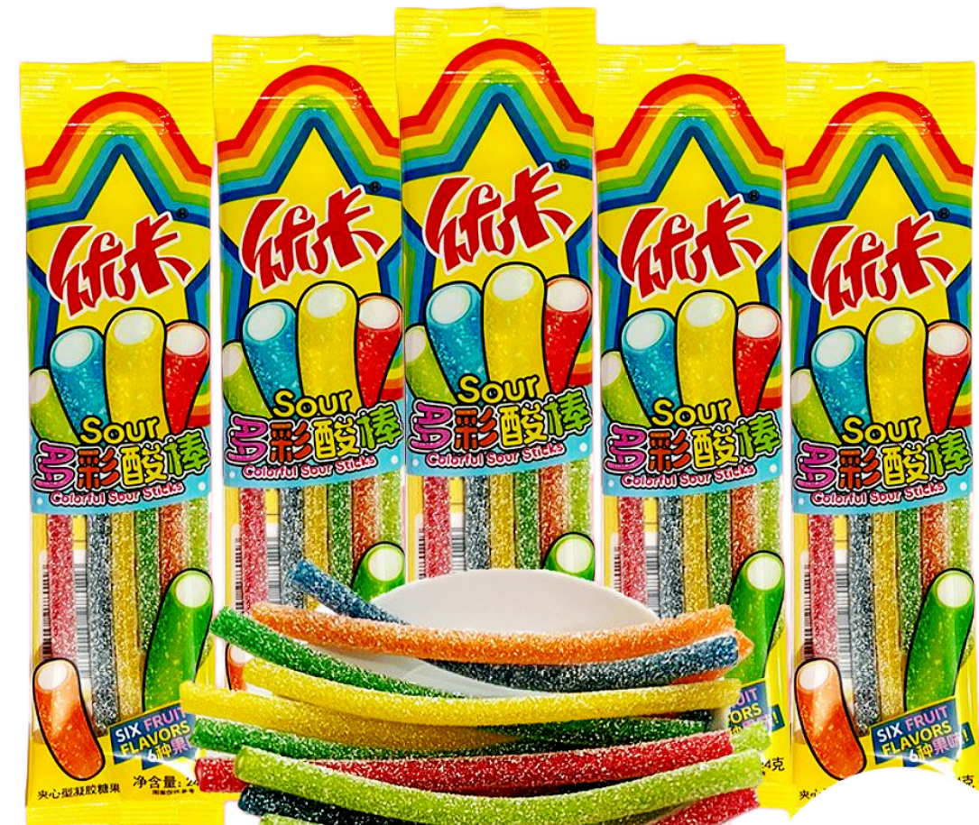 1/3224                     Мармелад  кислый                       COLORFUL SOUR STICKS                                         (12бл*20шт*24гр)