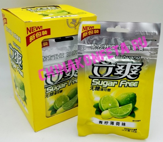 3720/4 Конфеты Lishuang Sugar Free Лайм-Мята (24бл*12шт*15гр)