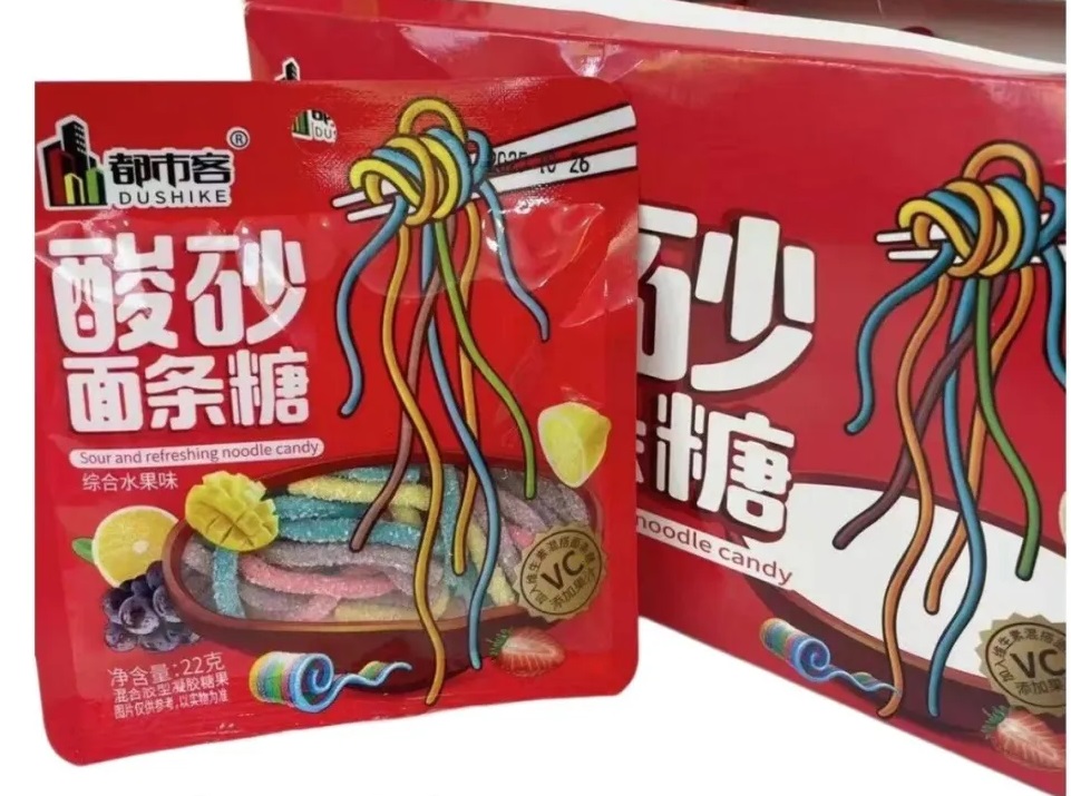 1/4253                              Мармелад                SOUR                                AND REFRESHING NOODLE CANDY (12бл*20шт*22гр)