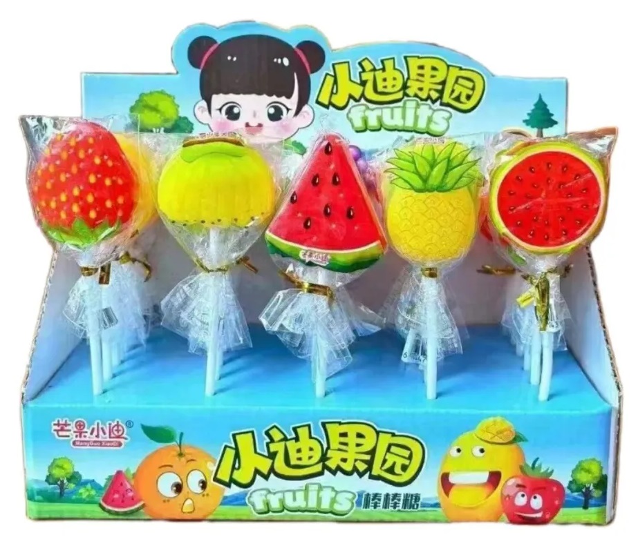 7203                                 Леденцы на палочке Fruits  (20бл*30шт*15гр)