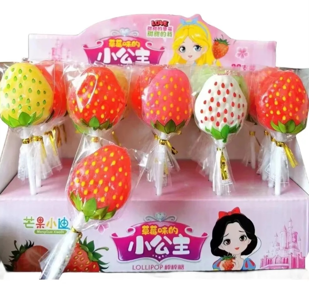 7533                             Леденцы LolliPop КЛУБНИКА на палочке (20бл*30шт*15гр)