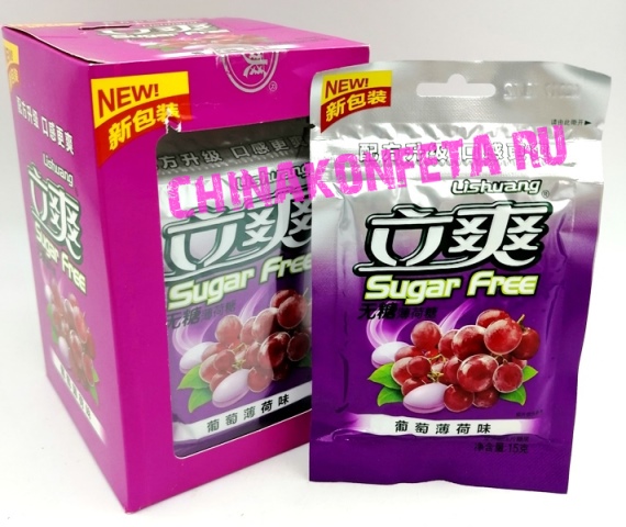 3720/3 Конфеты Sugar Lishuang Free Виноград-Мята (24бл*12шт*15гр)