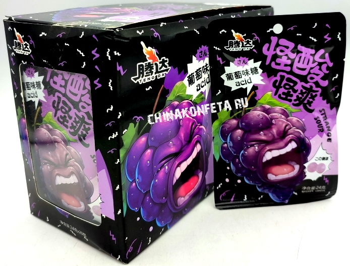 2382                           Конфеты                          STRANGE SOUR                ACID                               кислые                    ВИНОГРАД    (20шт*24гр)