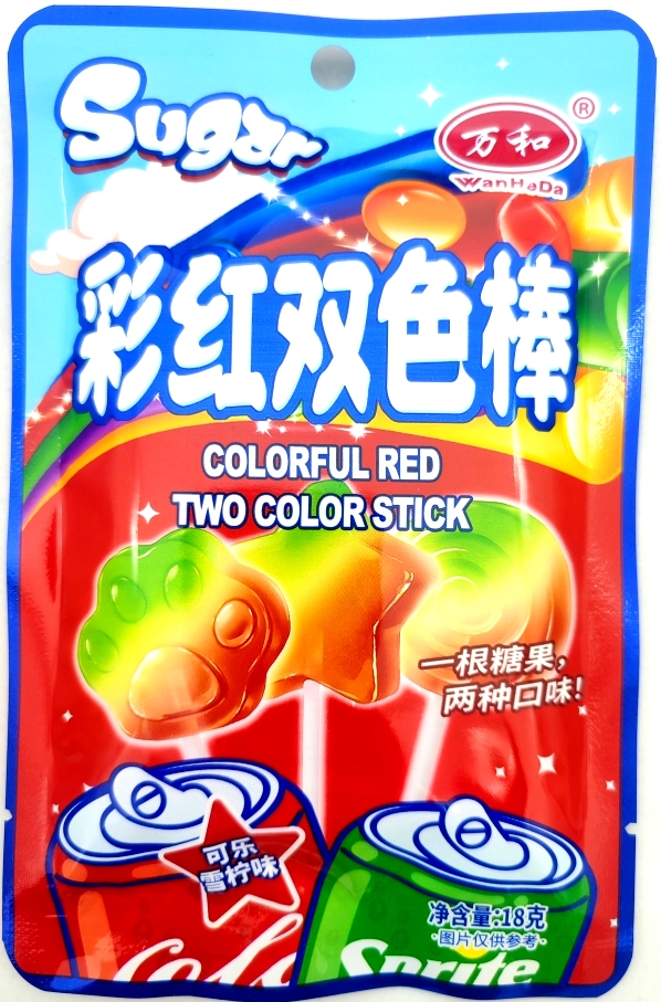 2/5063/0                      Карамель на палочке RAINBOW TWO COLOR STICK АССОРТИ (12бл*20шт*18гр)