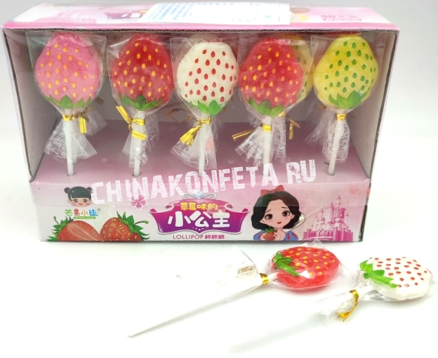 7533                             Леденцы LolliPop КЛУБНИКА на палочке (20бл*30шт*15гр)