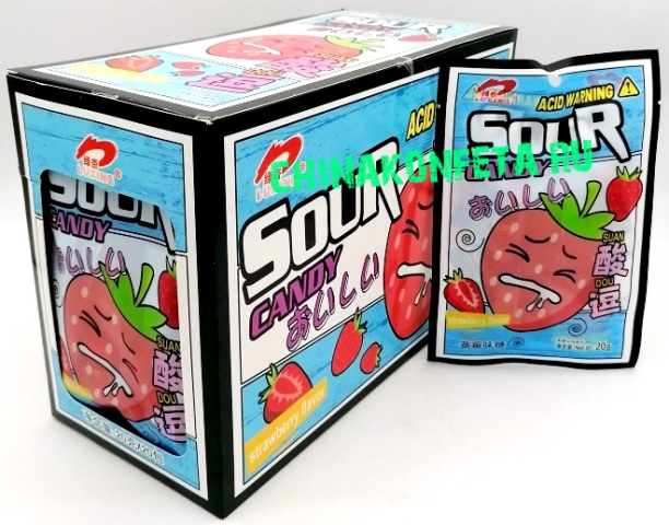 2/8526/2               Конфеты SOUR CANDY ACID WARNING SUAN КЛУБНИКА (12бл*20шт*20гр)