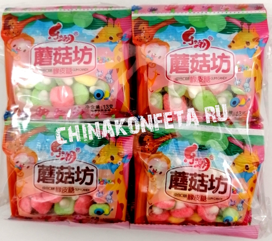 2/10007                   Мармелад                    GUM CANDY фруктовые грибочки  (30уп*20шт*13гр)